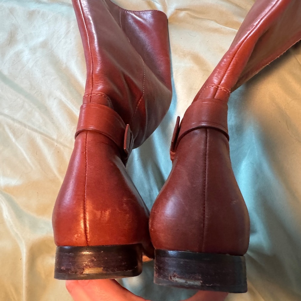Cole Haan Russell Sequoia Brown Leather Designer Tall Knee High Riding Boots 7.5 - Picture 9 of 10
